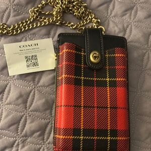 Coach Red Plaid Crossbody Bag